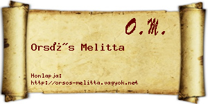 Orsós Melitta névjegykártya